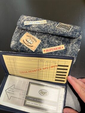 RGA vintage acid washed denim clutch bag or travel pouch from the 1980s NWT